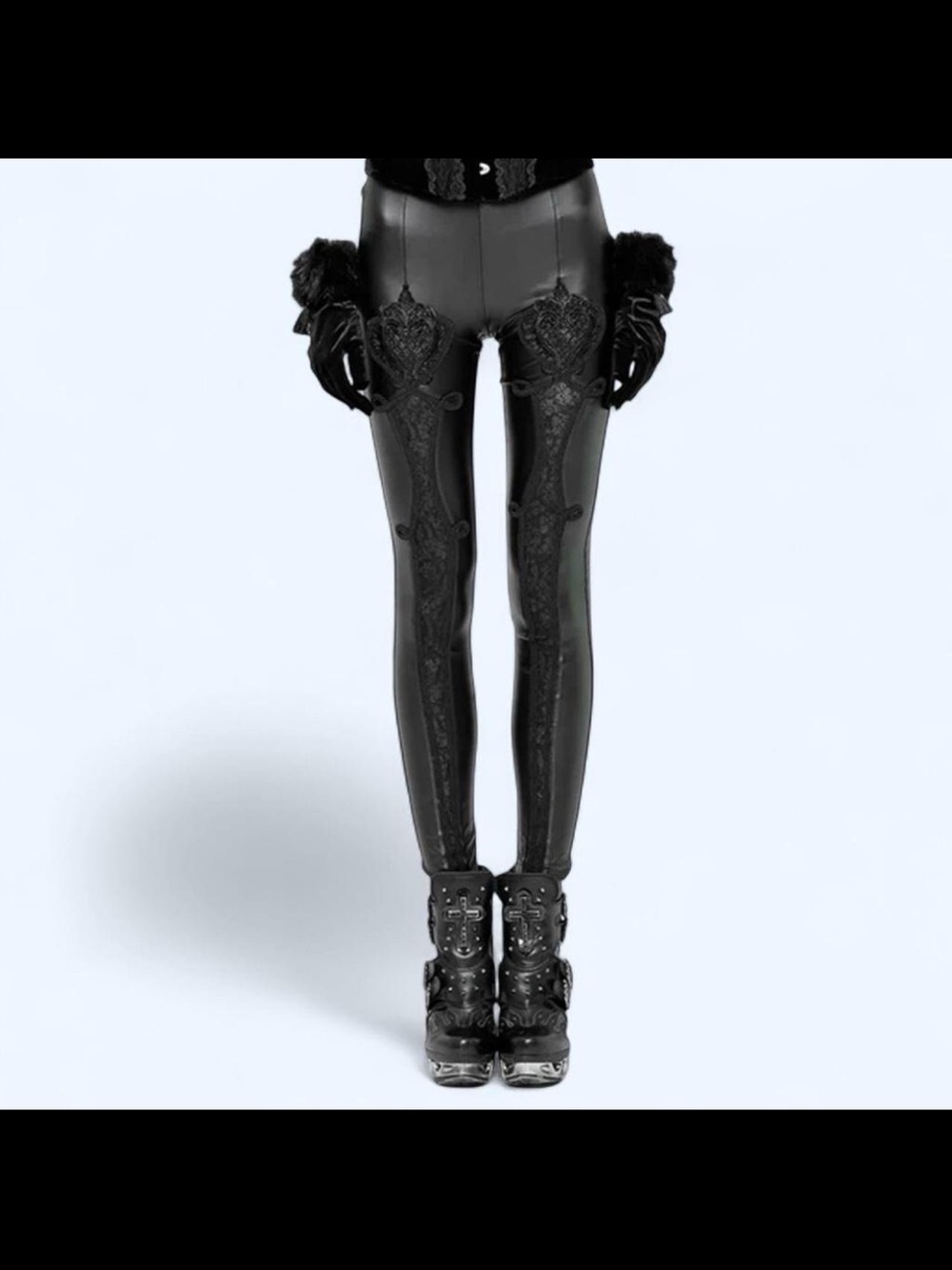 Sweet Love Black Embroidered Gothic Leggings